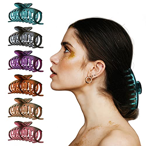 Hair Claw Clips for Women/Girls, 4.3 Inch Big Jaw Clips For Thick Hair, Strong Hold Fashion Hair Accessories (6pcs, Style-M)