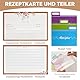 KIRIGEN Holzrezeptbox mit Karten und Unterteilungen Rezeptkartenbox Holzrezeptkartenschutz Rezepthalterbox mit ca. 100 Karten 12 Unterteilungen natürliche Farbe