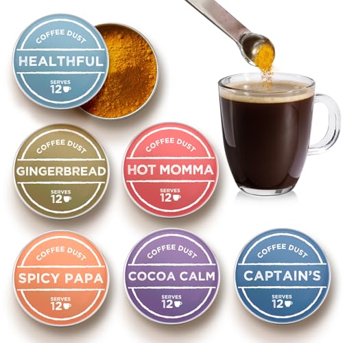 Coffee Dust Flavoring Powder, Sampler Set (72 Servings) – Coffee Dusting Flavor Variety Pack, All Natural Syrup Alternative, Adds Aroma, Taste & Wellness to Drinks, Tea & Foods