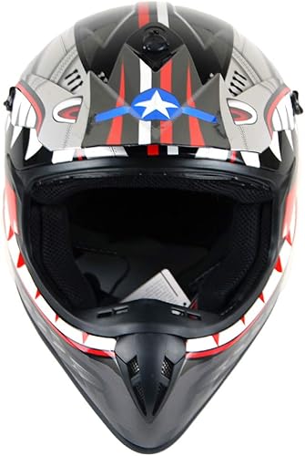 Miniatura 4 de 1Storm - Casco de motocross para adultos BMX MX ATV Dirt Bike Downhill Mountain Bike estilo Monster Shark Racing HKY_SC09S