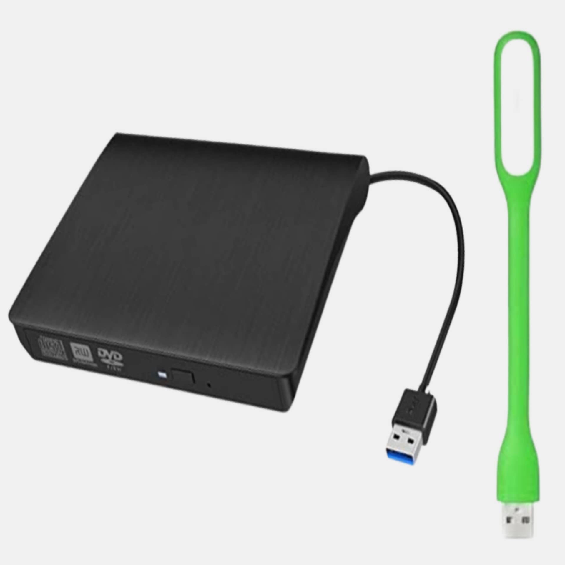 Kuvera External DVD Drive USB 3.0 Type-C USB-C Portable CD DVD +/-RW Optical Drive Player USB C Burner Slim CD/DVD ROM Rewriter Writer Reader Portable for PC Laptop Desktop. (Free USB Light)