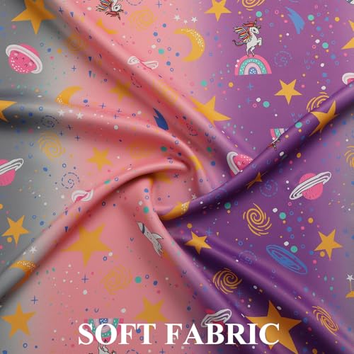 Image of Pink Purple Grey Rainbow Blackout Curtains for Girls Bedroom 84 inches Long