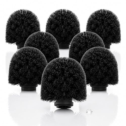 MC-Trend WC Bürstenkopf Ersatz 8er Set Toilettenbürstenkopf 12mm Gewinde Klobürstenkopf schwarz 8cm Durchmesser Kunststoff Ersatzbürstenkopf zum Aufschrauben