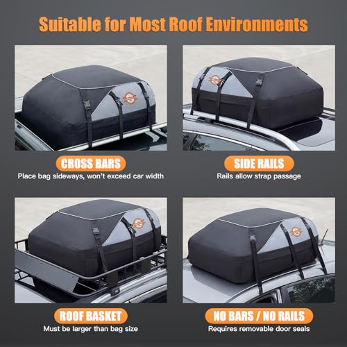 Sailnovo Car Rooftop Cargo Carrier Roof Bag 20 Cubic Feet Waterproof Car Top Carrier, Fits Most Vehicle with/Without Rack, Include Anti-Slip Mat,6 Reinforced Straps,6 Door Hooks