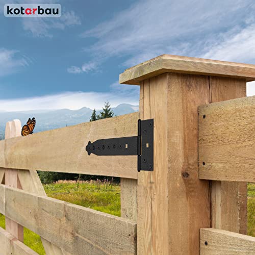 KOTARBAU® T Gate Hinge Set 2 PCS 300 mm (9.84 in) Wooden Gate Door Hinges Shutter Hinges Door Hinge Powder Coated Black - Image 2