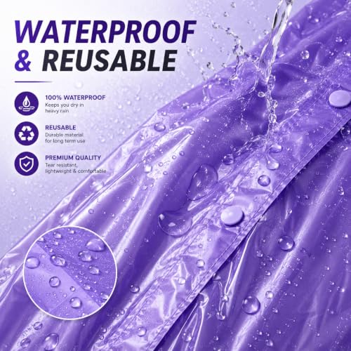 Image of Full Length Waterproof Raincoat for Men & Women | Hooded Transparent Rain Wear with Sleeves | Reusable Long Rain Jacket for Bike Riding, Travel, Camping & Monsoon Protection