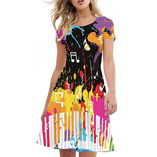 Image of Biyejit Women's Summer Casual Short Sleeve T-Shirt Swing Dress Crew Neck Plus Size S-4XL