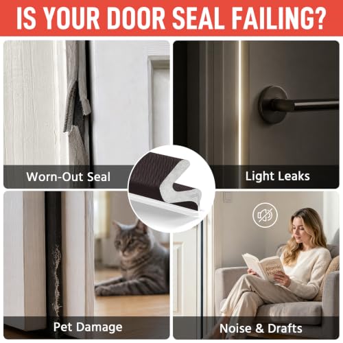 Image of Litaibai 60 ft Kerf Weather Stripping Door Seal for Exterior Doors, Brown | Push-In Kerf Seal for Grooved Frames, Not Self-Adhesive, Fits 1 /4-1 /2 in Door Gaps, Helps Reduce Drafts and Energy Loss