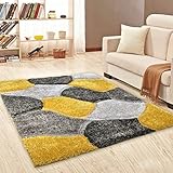 Stylish Modern Large Area Rugs Non-Shedding Medium Pile Shaggy Rugs Hallway Runner Living Room Rugs Bedroom Carpet Mats (Pona-Ochre Grey, 80x150 cm)
