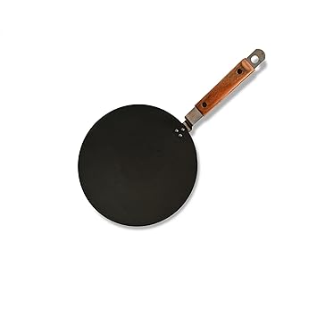 MACclite IRONIUM Iron Sheet Metal Roti Tawa 25cm Dia with Wooden Handle.