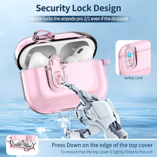 Image of OTOPO for Airpods Pro 2 /1 Case Clear with Lock Cleaning Kit, Soft TPU Transparent AirPods Pro 2nd Generation Protective Cover Skin Women Men for Apple Airpods Pro 2023 /2022 /2019 Charging Case