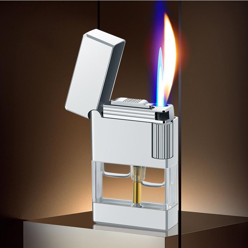 Encendedor doble llama ajustable recargable plateado