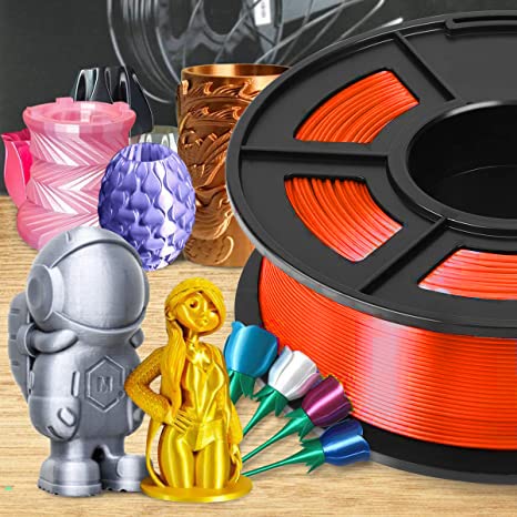 Image of FiLAMONT PLA Silk Filament 1.75mm, 3D Printer Filament, Shiny Silk 1.75 PLA Filament, 1kg(2.2Lbs) /Spool (Silk Orange)