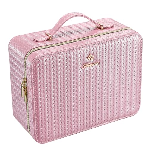 Trousse de maquillage avec miroir pour vos voyages : grand organiseur rose