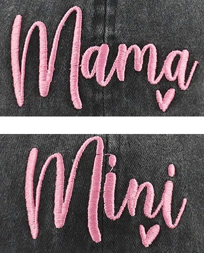 Mama and Mini Hats, Adjustable Cotton Embroidered Parent-Child Baseball Caps, Set of 2 Matching Mom and Daughter Hats4