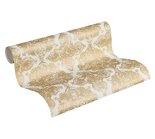 A.S. Création Trendwall 370902 37090-2 Papier peint intissé avec ornements baroques Blanc métallisé 10,05 x 0,53 m
