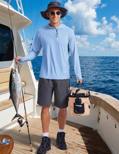 Image of PINSPARK Men's UPF 50+ Sun Shirts Long Sleeve Fishing Hoodie, UV Protection Rash Guard for Outdoor Hiking Running Swim Shirt