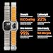 KADES Grade 2 Titanium Silicone Link Bands for Apple Watch Ultra 3/2/1 49mm 46mm 45mm 44mm, Magnetic Clasp Sport Metal Bracelet for iWatch Series 11 10 9 8 7 6 5 4 SE for Men Women, Titanium-Ultra Orange