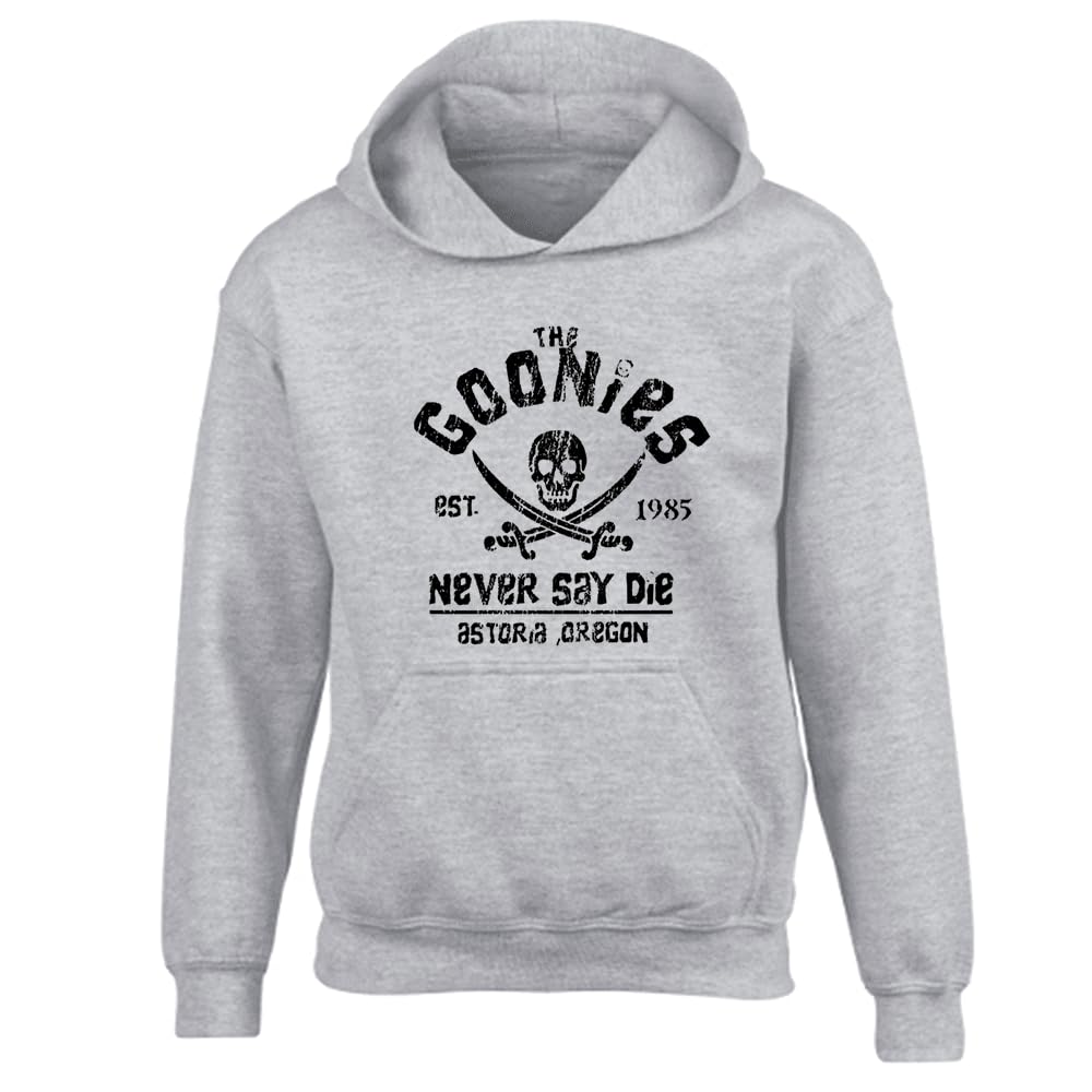 Fortune The Goonies Slogan Unisex Printed Hooded Sweatshirt Grey