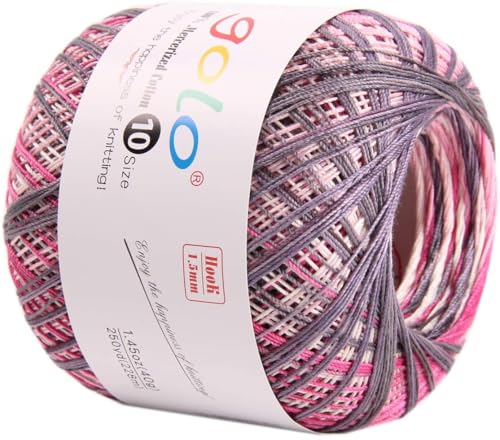 Image of golo Crochet Thread Size 10 Cotton Crochet Yarn for Crochet (Silver Pink) 6-D493