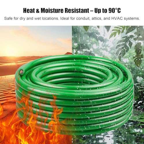 Image of 2 AWG THHN Stranded Bare Copper Wire 25FT Green Grounding Wire, Electrical Wire, 600V Rated Building Wire, Ideal for Panel Wiring, Grounding, Lighting Circuits, Control Systems