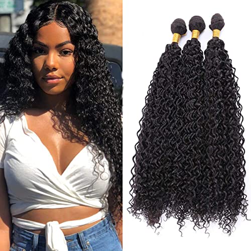 HeioWuio Brazilian Bundles Kinky Curly 8A Grade 100% Unprocessed Kinky Curly Human Hair 3 Bundle Brazilian Remy Hair Weave Human Hair Extensions 26 28 30 Inch