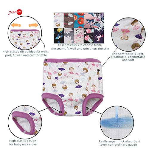 Joyo roy 10Pcs Strong Absorbent Toddler Training Underwear 3T Soft Thick Padded Leakproof Kid Confident Baby Potty Training Underwear for Girls Comfortable Snug Fit Washable Waterproof Pee Pants2