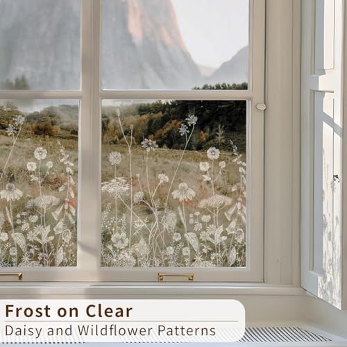 Película Para Ventanas Decorativa Floral Estática 58x160cm miniatura 4