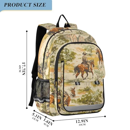 Western Cowboy Theme Backpack Lightweight Bookbag Laptop Backpack College School Bag with Reflective Stripes2