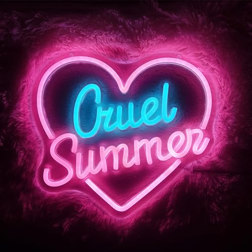 Image of Summer Neon Sign for Wall Decor Led Neon Light for Girls Bedroom Gift Decoration for Fans Pink and Blue Neon Sign for Music Party Supplies Birthday Gift for Sisters,Size11.8 * 10.5inch(JW010)