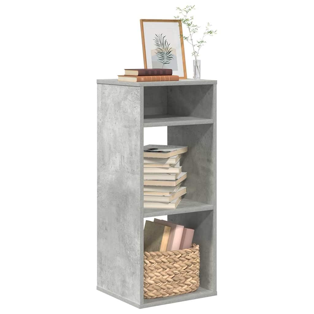 Libreria in legno grigio cemento, 34 x 31 x 80 cm | Scaffale sottile per camera da letto e soggiorno. Pratico ripiano per piante, foto e oggetti decorativi.
