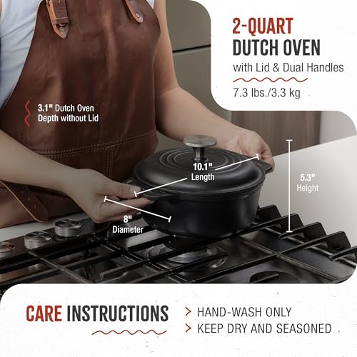 Image of Victoria 2-Quart Cast Iron Dutch Oven with Lid and Dual Handles, Seasoned with Flaxseed Oil, Made in Colombia