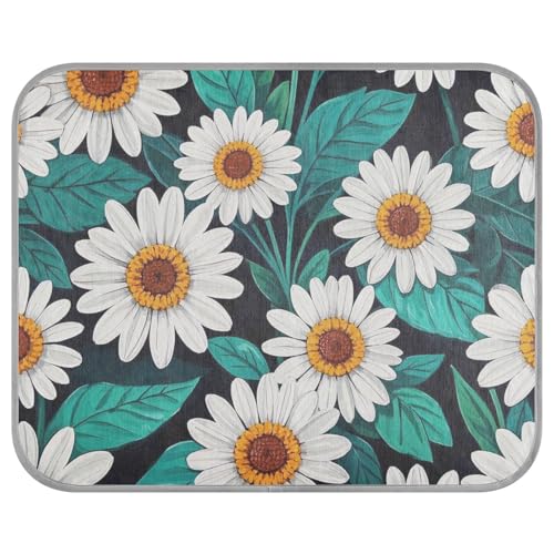 siphylline Trendy Daisy Floral White Teal Summer Cooling pet pad Self Cooling beds for Outdoor Cats for Chihuahua Cats Outdoor cat Essentials tapete enfriador para Perros S