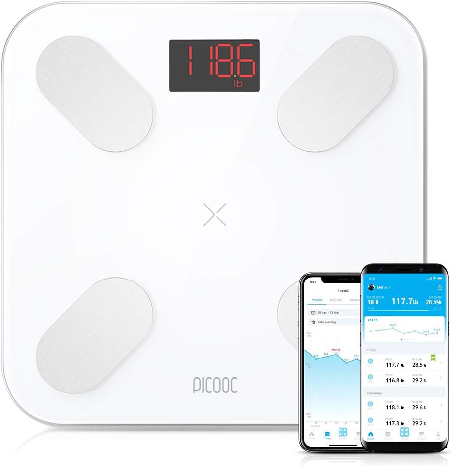 Body Fat Scale,PICOOC Bluetooth Smart Body Fat Scale, Wireless Digital Bathroom Scale with IOS & Android App, Body Composition Monitor, 13 Measurements for Body Weight, Body Fat, BMI, and More,White