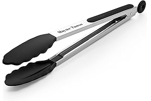 Maywe 12-Inch Stainless Steel Tongs with Silicone Tips