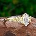 icedout 2 Ct Marquise Diamond Art Deco Leaf Vine Nature Inspired Half Eternity Vintage Style Four Prong Set Engagement Ring For Women 14K Yellow Gold Plated 925 Sterling Silver Handmade Ring