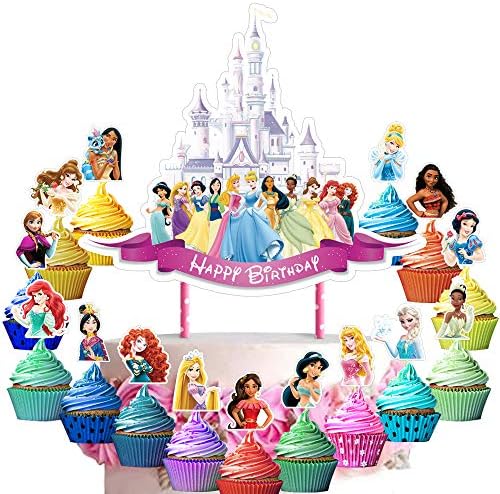 31 Decorations for Princess Cake Topper Cupcake Toppers Set Birthday Party Supplies Decor