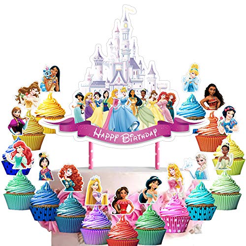 31 Decorations For Princess Cake Topper Cupcake Toppers Set Birthday Party Supplies Decor #TOP16