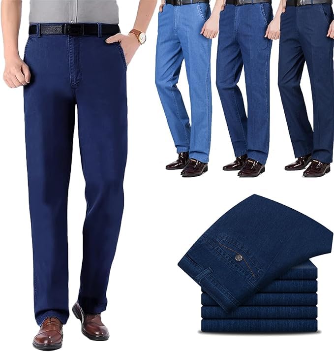 Jett Jeans for Men, Jettjeans3 - Men's Classic Straight Fit Stretch Jeans, Modezier Jeans for Men, Loose Business Casual Pant - Main Image