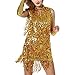 Produktbild Damen Tanzkleid mit Pailletten, Rovinci Dancewear Retro Lateinkleid Quaste Rumbakleid Cha Cha Tanzkleidung Sexy Latein Dance Kleid Partykleider Ballroom Salsa Samba Rumba Tango Kostüm Kleider