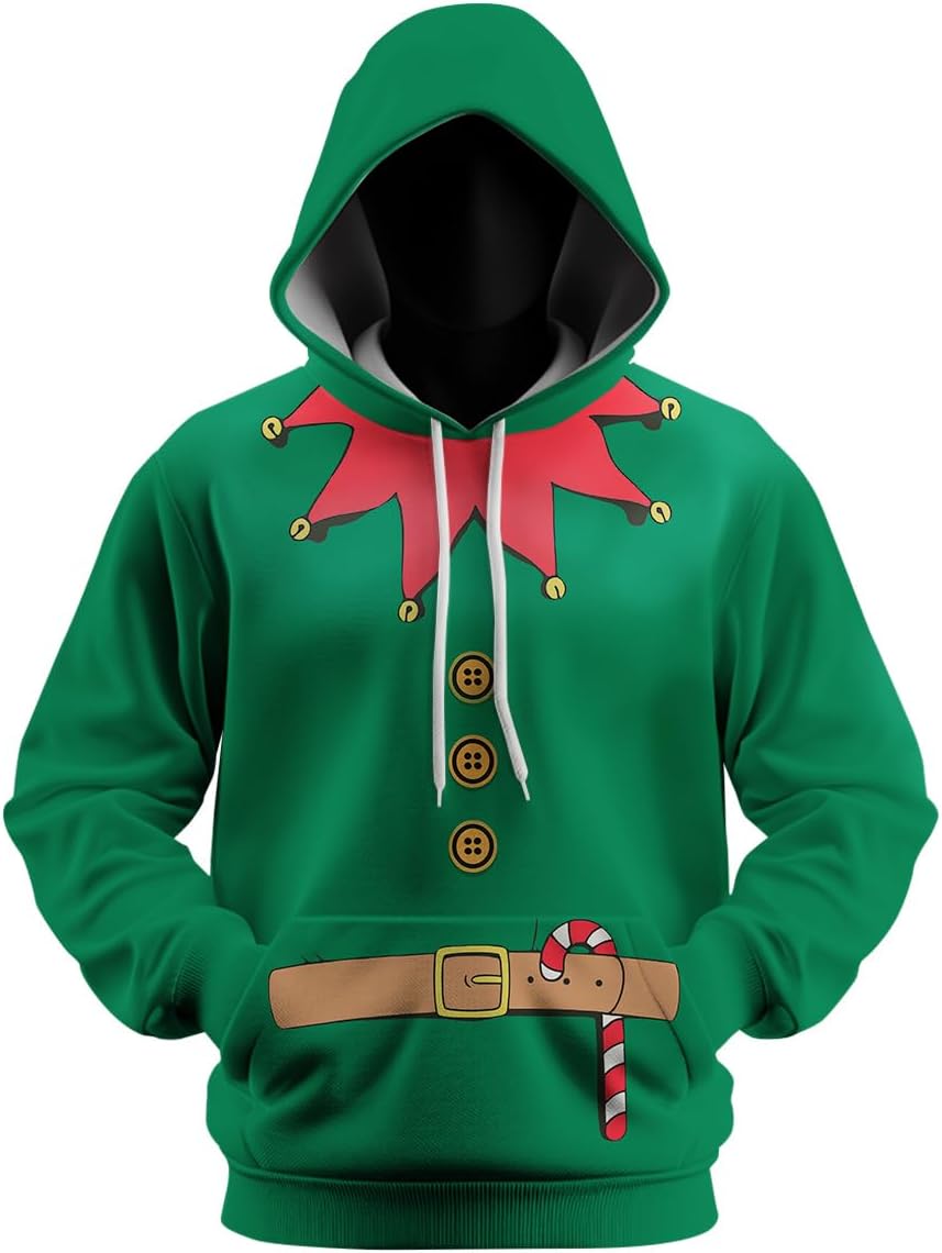 Santa Claus Hoodie Funny Christmas Graphic Sweatshirt Pullover - Image 3