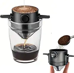 Mini coador filtro de café individual inox lavável portátil reutilizável chá drip