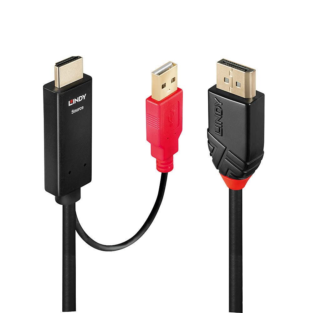 Lindy 0.5m / 50cm HDMI to DisplayPort Active Adapter Cable 4k@30Hz HDMI-DP 41424