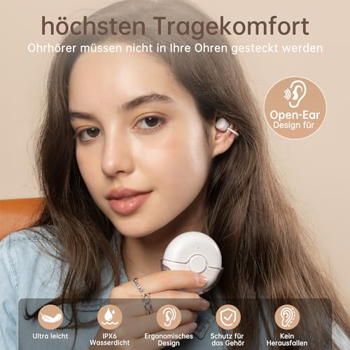 Ownhut Open Ear Kopfhörer, kabelloser Bluetooth5.3 Sport On Ear Kopfhörer mit 50 Stunden Spielzeit, Air Conduction Headphones mit ENC-Mikrofone, IP6 Wasserdicht Wireless Headset, Sport, Laufen – Bild 3