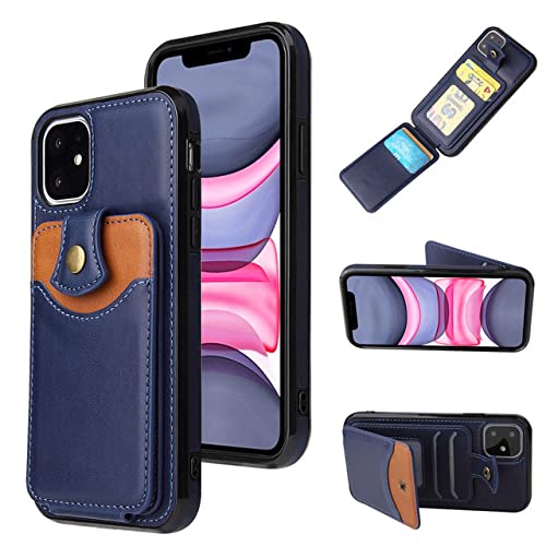 Étui pour cartes en cuir pour iPhone 8 et modèles X à 13 bleu marine