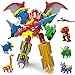Wenbeier Dinosaur Transformed Into Robot Toys/6 in 1 Action Figures Take Apart Dinosaur Toys for Boys & Girls Ages 6+ (10â€œ