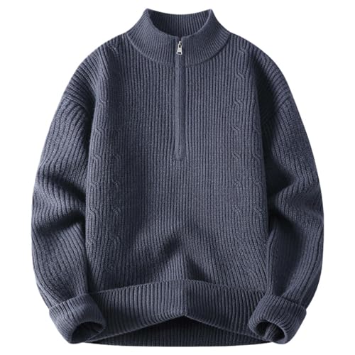 Pull demi-fermeture éclair homme décontracté et chaud à manches longues