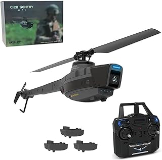 Drone Scout C128 avec caméra 1080p – Hélicoptère télécommandé de qualité militaire for la reconnaissance aérienne, 2,4 GHz 4 canaux, gyroscope 6 axes, idéal for les adultes et les débutants (3 piles i