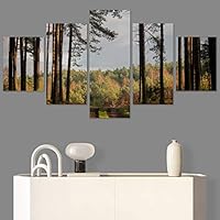 SIGNWIN 5 Panel Canvas Wall Art Green Forest for Home Decorations Ready to Hang - 60