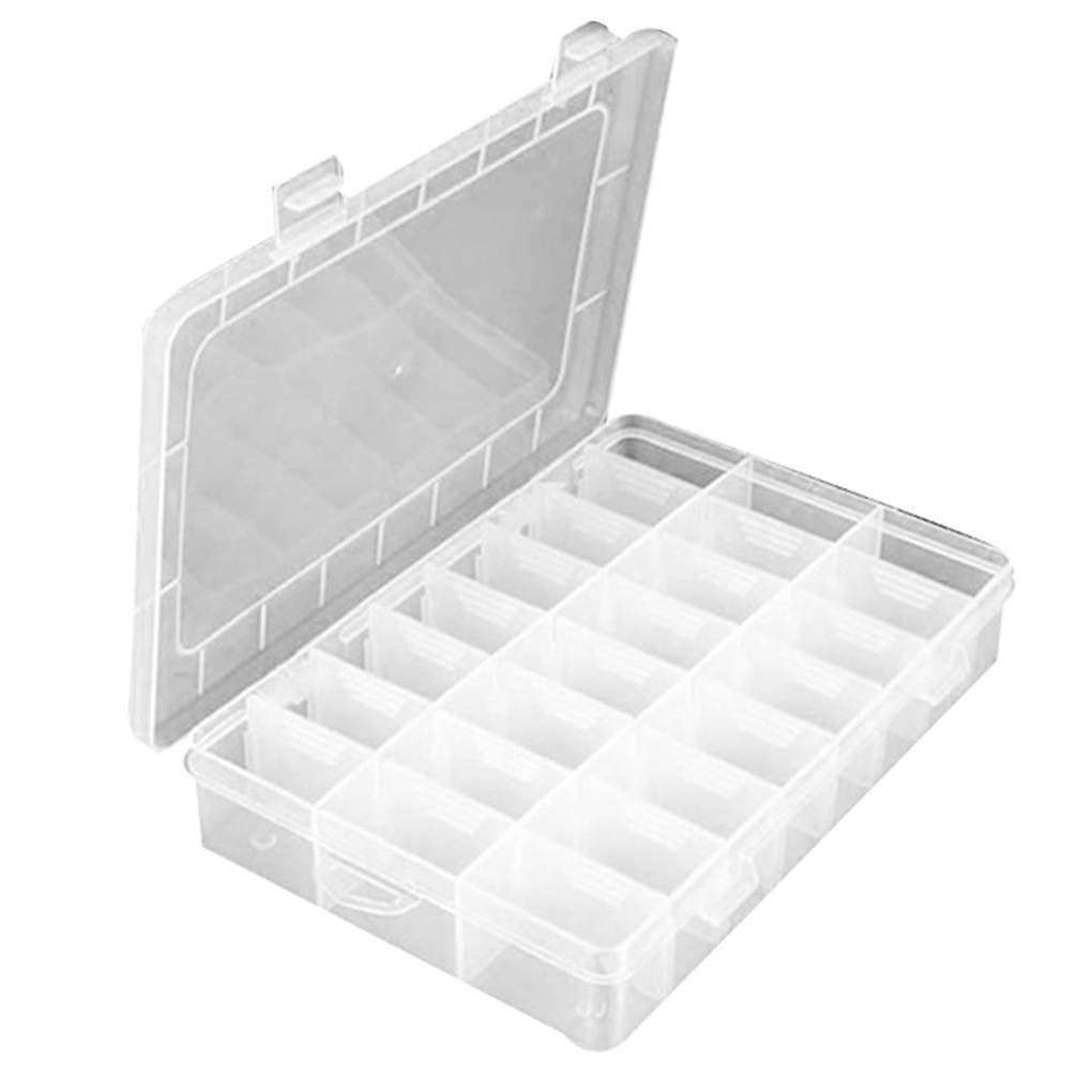 WOVEBIUS 24 Grids Transparent Storage Box Tools Empty Case PP Plastic Jewelry Container Part Organizer